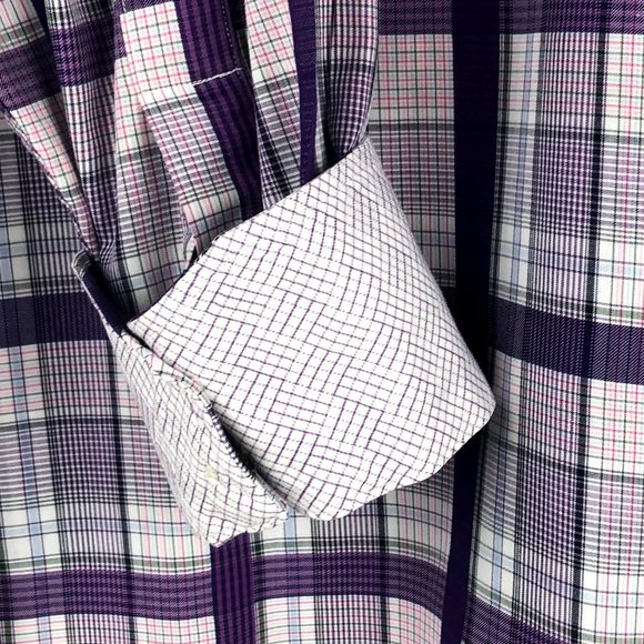 Thomas Dean purple Plaid Button-up 💜HP 5x !!!! 💜 - Picture 3 of 4